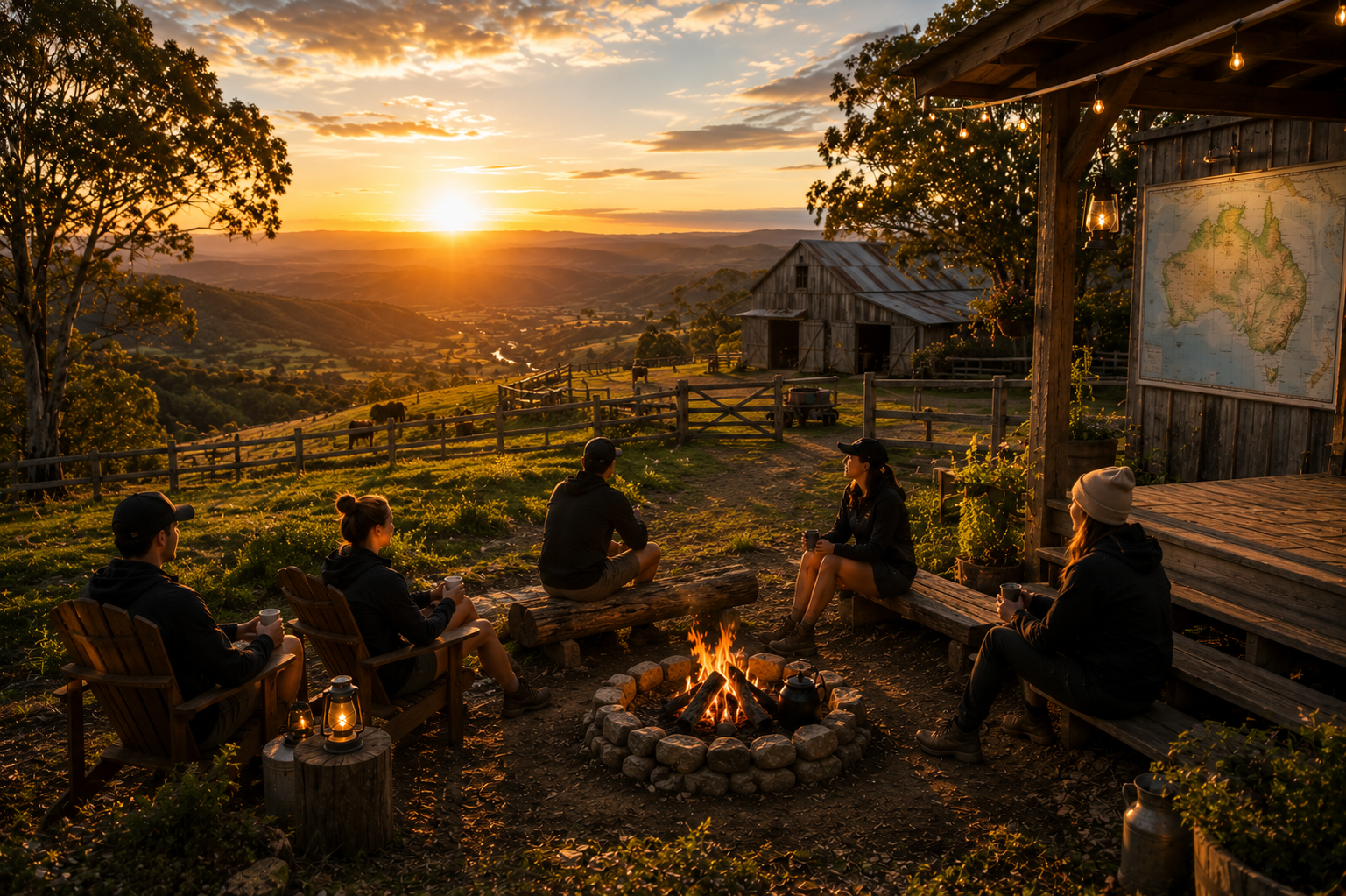 Chessenden Farm at golden hour, Allyn River Valley