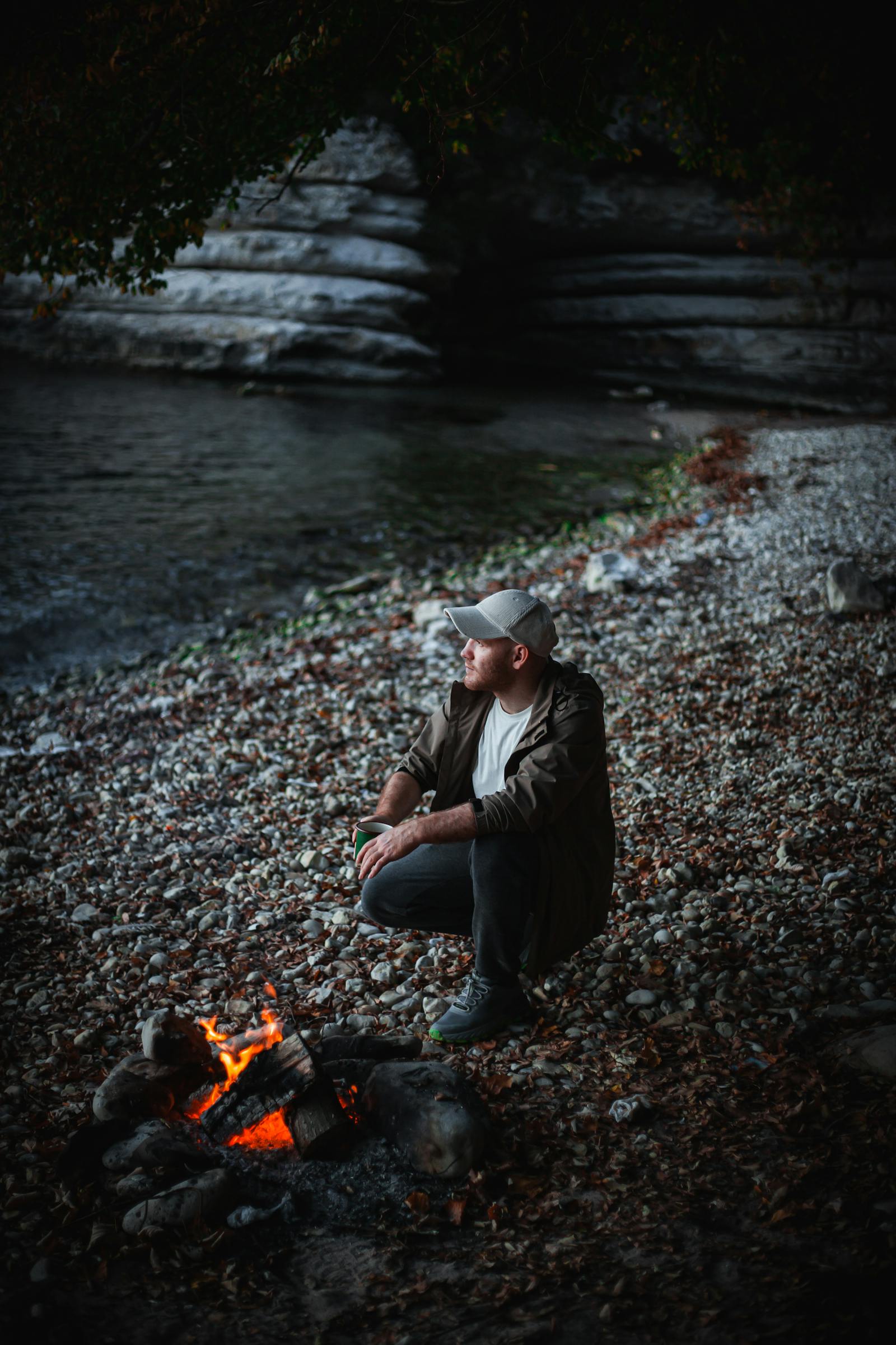 Campfire at night