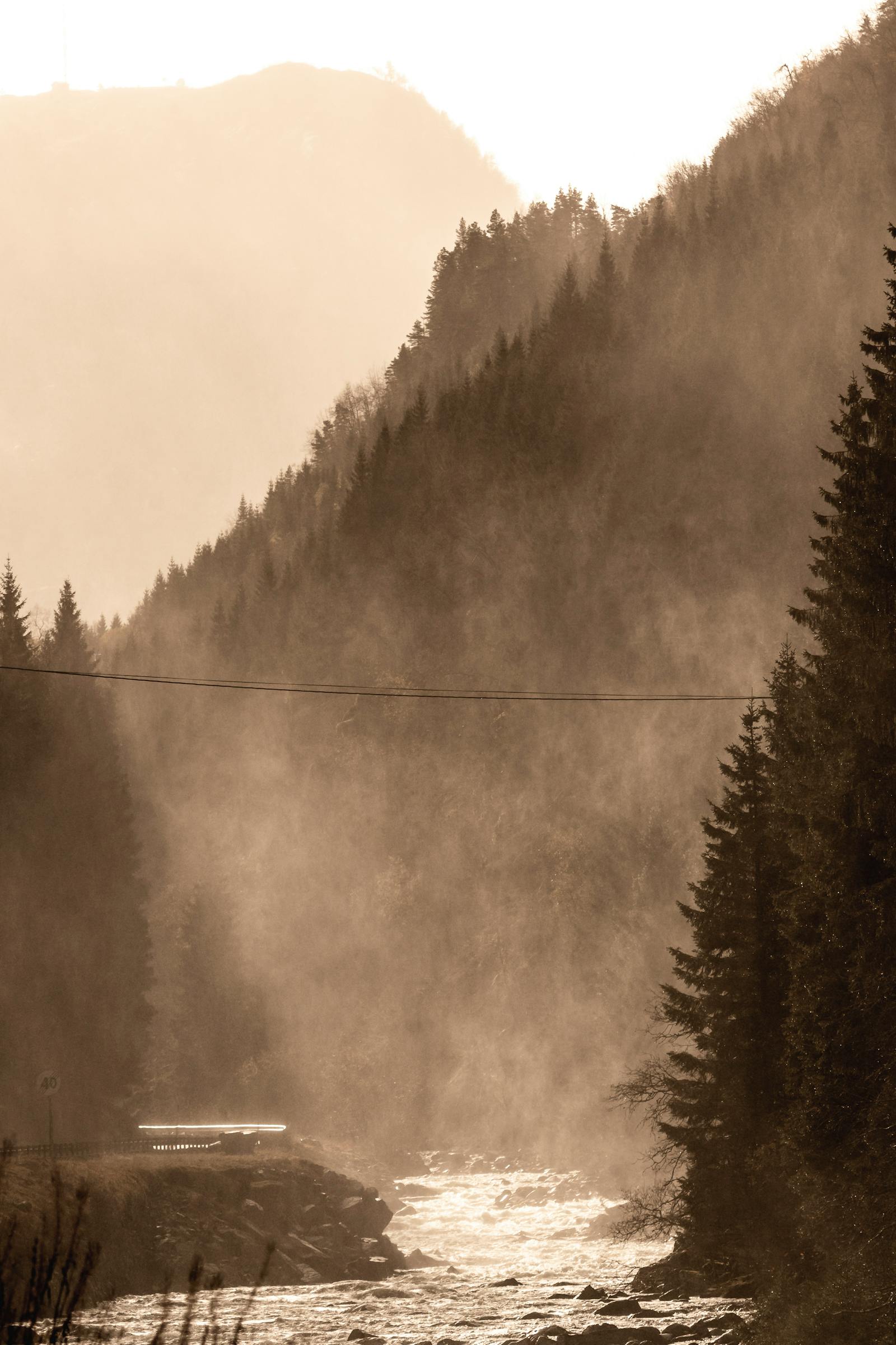 Misty river valley